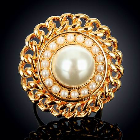 SUNFLOWER SWAROVSKI PEARL RING--Adjustable